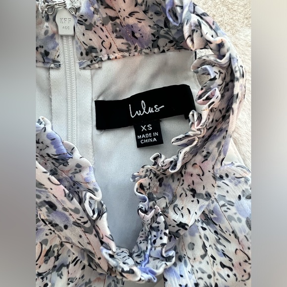 Lulus Always Glittering Ivory Floral Print Mock Sleeveless Mini Dress Size XS - Picture 7 of 9